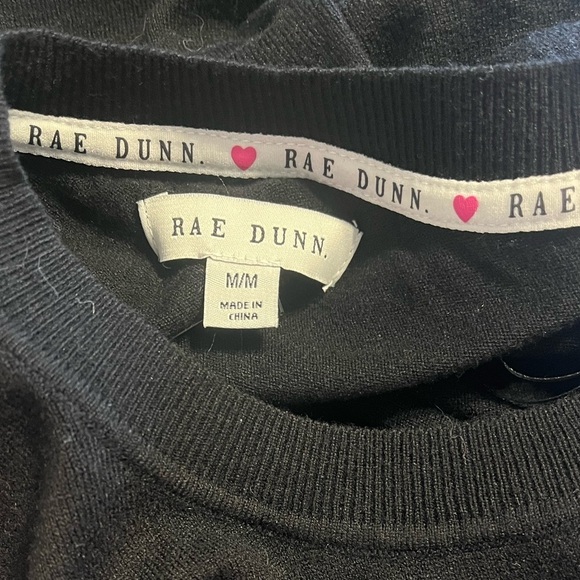 Rae Dunn Black Puff Sleeve “LOVE” Sweater Sz M NWT - Picture 6 of 7